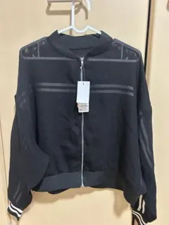 しまむら メッシュラインブルゾン 黒　Mのサムネイル