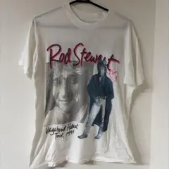 レア90s USA古着　Rod Stewart　ツアーTシャツ　バンド　白のサムネイル