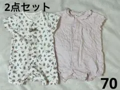 花柄コットンロンパース 2点セット