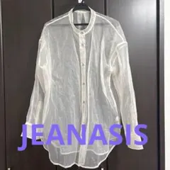 シアーシャツブラウス　ホワイト　透け感　ジーナシス