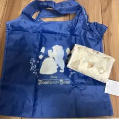 美女と野獣　マルシェバッグ　エコバッグ　2点　　ネイビー　ベージュ　ディズニー