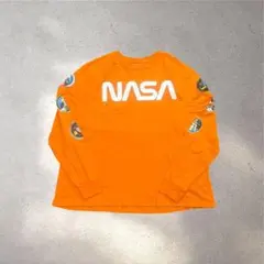 NASA ナサ 長袖 Tシャツ ロンT オレンジ XL 古着　宇宙　ストリート
