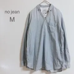 【ノージーン】　デニムシャツ　長袖　プルオーバー　Vネック　両サイドポケット　M
