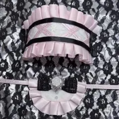 おすわりぬぐるみ用スタイ＆ヘッドドレス ピンク ぬい服