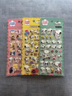 【韓国限定】スヌーピー PEANUTS ぷっくり マシュマロシール 3枚セット