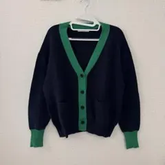 JOURNAL STANDARD relume ネイビー×グリーンカーディガン