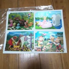 人気昭和平成レトロディズニー３Ｄポストカード 4枚セットレア物