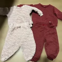 西松屋 セットアップ 2点セット 80 赤 ピンク キルト