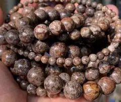 天然石 コーヒースノーフレーク　8mm 1連約40cm