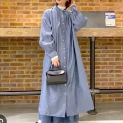 新品タグ付 ニコアンド レースオンオフワンピース シャツワンピース フリル襟