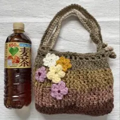 かぎ針編みミニバッグ【お花のモチーフ】ハンドメイド