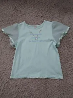 mezzo piano フリル袖Tシャツ ミントグリーン