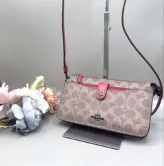 極美品 コーチ COACH ノアポップアップ　 ウォレットショルダー　長財布