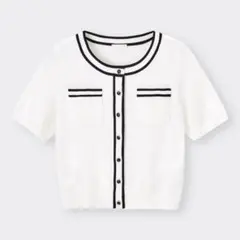 GU フロントポケットバイカラーカーディガン S