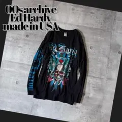 00s ED HARDY スカル 虎 ダガー ラインストーン ロンT USA製