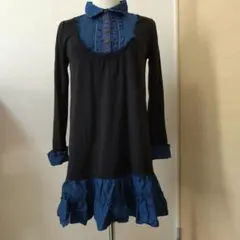 axesfemme　フリル付きデニムワンピース