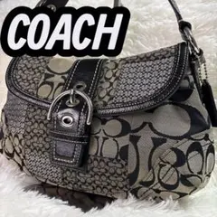 【希少】COACH ワンショルダーSOHOブラック シグネチャー柄パッチワーク