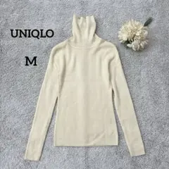 ユニクロ　リブタートルネックニット　M 定番　ウール100%