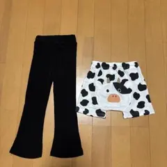 ベビー黒パンツと牛柄ショートパンツ2点セット90cm