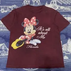 Disney vintage プリントTシャツ　ミニー　ボルドー