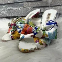 DIANA ダイアナ レザーウェッジソールサンダル ヒール花柄革靴 23
