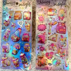 グリッター　シャカシャカ　ホログラム　立体シール　3Dシール　2枚セット c