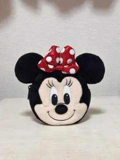 ミニーマウス フェイスポーチ カラビナ付き