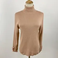 訳有Rose Tiara ローズティアラ リブニット タートルネック 袖口リボン