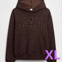 新品未使用　GAP レオパード柄 ロゴ プルオーバー パーカー ブラウン XL