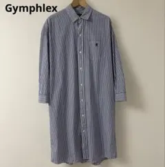 Gymphlexジムフレックス　ストライプ 長袖ロングシャツワンピース
