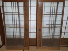 【直接引き渡しのみ】木製引き戸 すりガラス 2枚セット