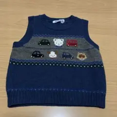 美品　familiar ファミリア 80 刺繍ベスト ネイビー