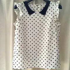 earth music & ecology 水玉　ドット　フリル袖　ブラウス