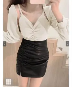 キャミソール×ショート丈カーディガンアンサンブル【ac2040】