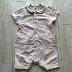 プチバトー 襟付きロンパース 60cm ピンク 半袖