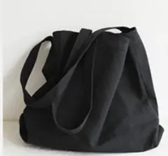 新品✦ブラック 無地 大きめ 男女兼用シンプル キャンバス トートバッグ 大容量のサムネイル