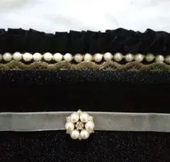 帯揚げ・帯飾り✧︎*。ブラックダブルフリル パール