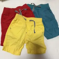 プチバトー カラーパンツ3枚セット 95cm 美品 レッド イエロー グリーン