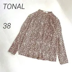 TONAL　スタンドカラーピンタックシャツブラウス　花柄　長袖　日本製のサムネイル