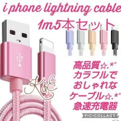 iphone ライトニングケーブル 1m5本セット 充電器