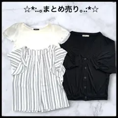 ［まとめ売り］ブラック カーディガン 半袖　半袖シフォンブラウス２点