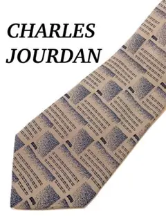 2本目半額 極美品 CHARLES JOURDAN 幾何学模様 ネクタイ シルク