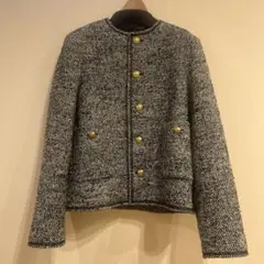 ミラオーウェン　ツイードノーカラージャケット