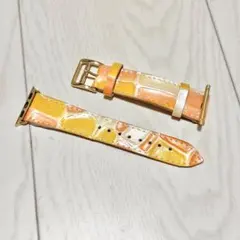 Apple Watch バンド オレンジ イエロー クロコダイル 41mm
