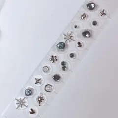 耳ツボジュエリー♡天然石テラヘルツ20粒/シルバーブラック/シンプル