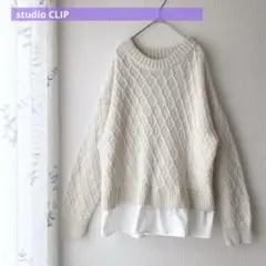 studio CLIP スタジオクリップ シャツ重ね着風ニット F ゆったり