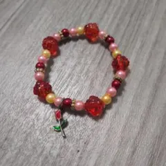 カラフルビーズ 花チャーム ブレスレット