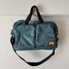 STUSSY ダブルポケット メッセンジャー・ショルダーバッグ グリーン