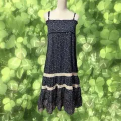 森ガール フェアリーグランジ 00s ネイビー 花柄 キャミソールワンピ レース
