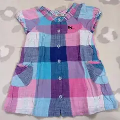 DOUBLE.B チェック柄ワンピース 90